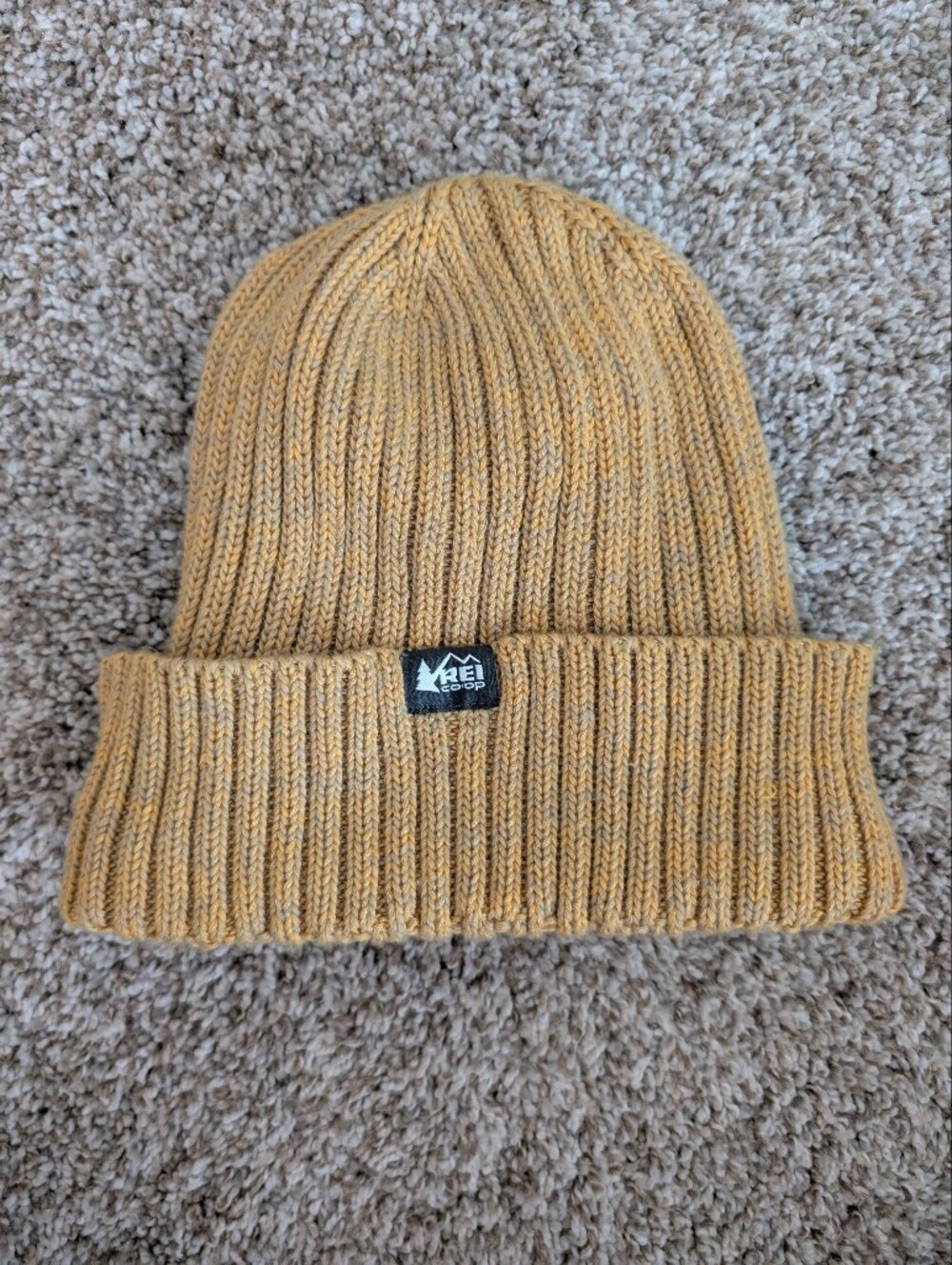 REI‎ Co-op Mustard Ribbed Knit Beanie One Sz